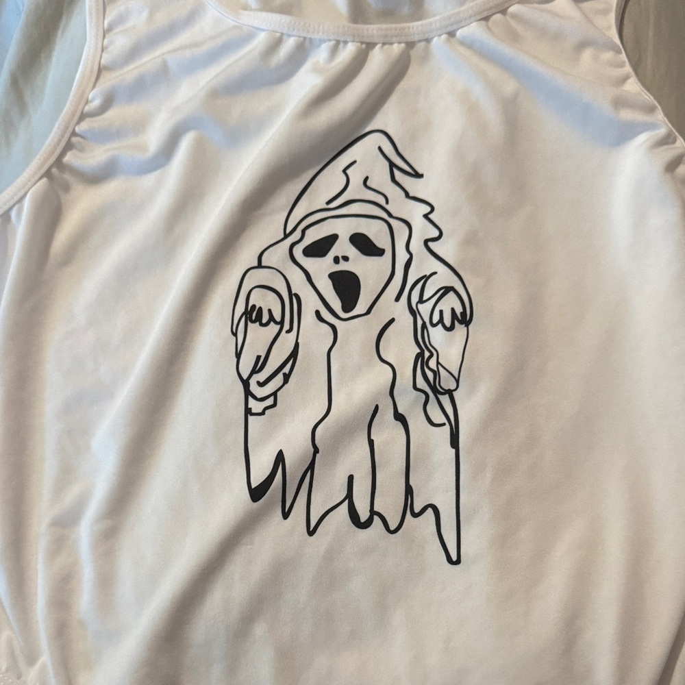 SHEIN White Ghost Print Bodysuit
